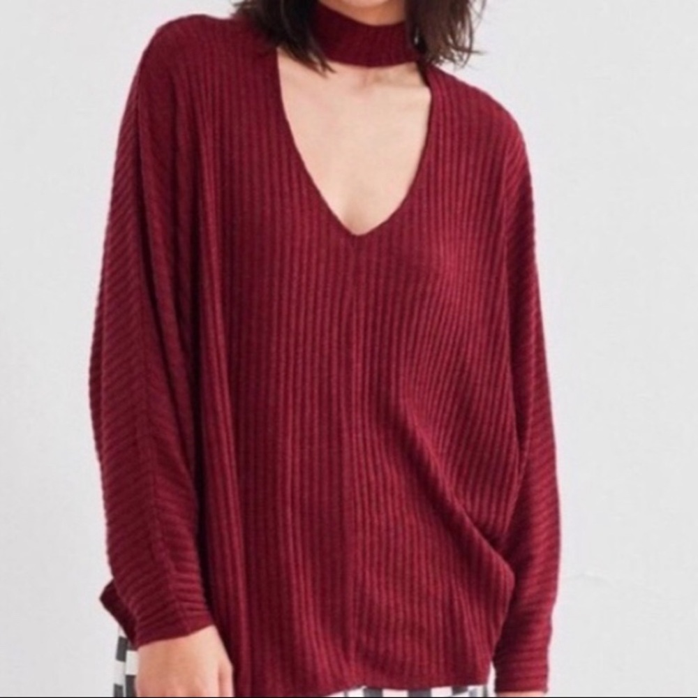 Urban Outfitters Red Cut Out Sweater
